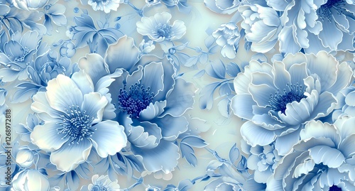 a blue floral flower wallpaper