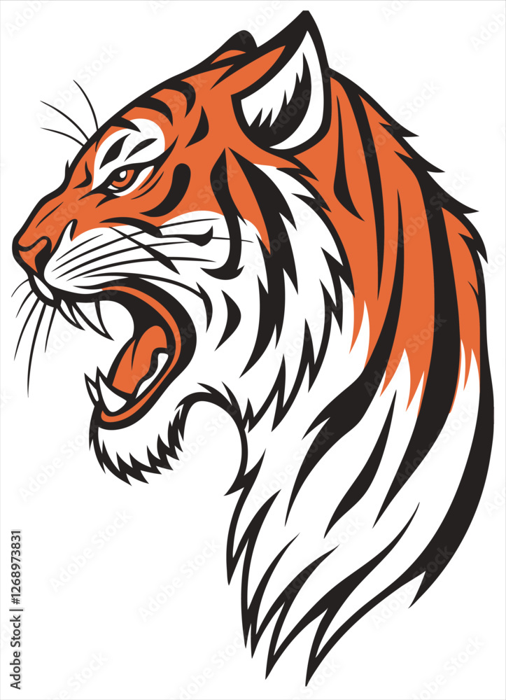 Fototapeta premium Menacing appearance: precise vector rendering of a tiger with a tense expression