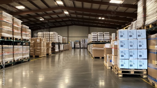 Wallpaper Mural Vast Warehouse Inventory: Rows of Cardboard Boxes and Pallets Torontodigital.ca
