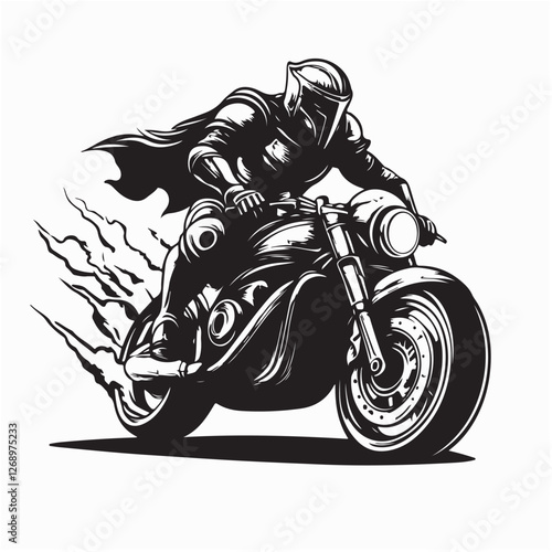 Spartan Knight Riding a Powerful Motorcycle with Pride in a Dynamic Vector Illustration
