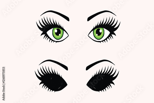 Classic and volume eyelash extension. Lash fans in tweezers. Lashes on eyes