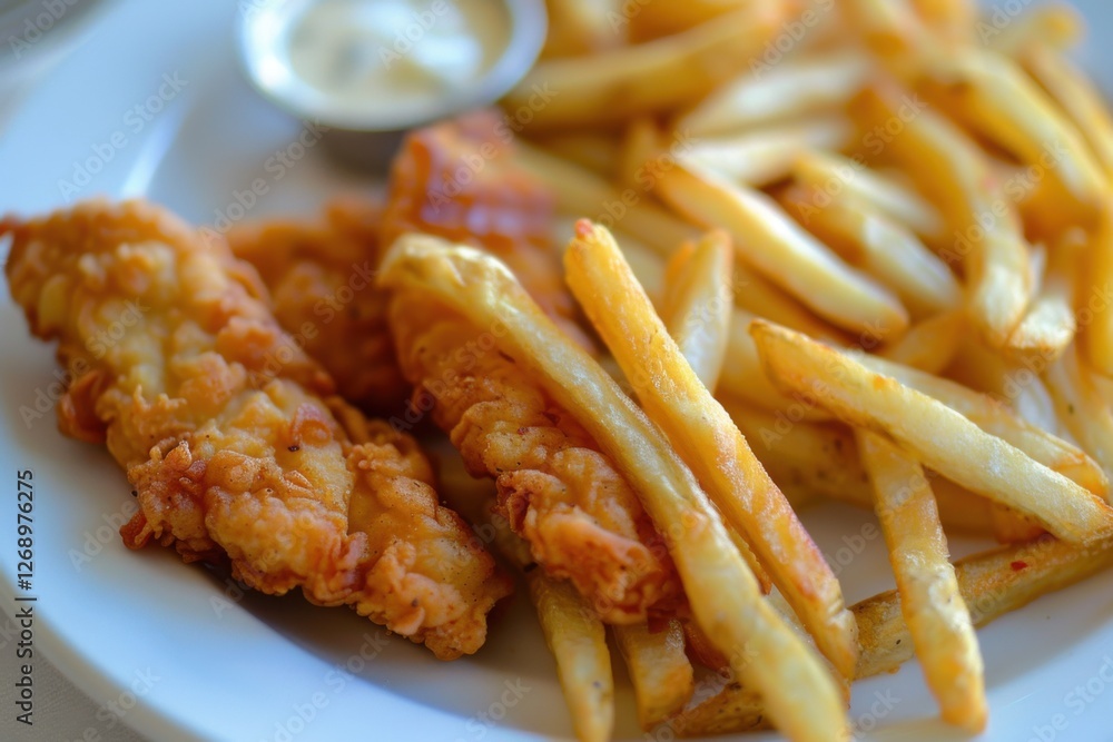 Crispy Chicken Fingers with French Fries – Classic Fast Food Combo Crispy Chicken Fingers with French Fries – Classic Fast Food Combo