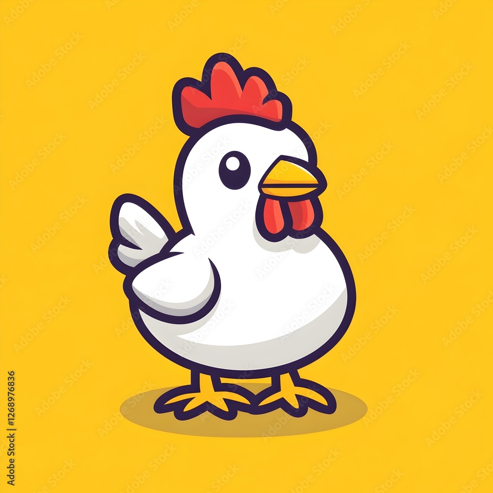 Flat Illustration of a Cute Chicken Mascot Flat Illustration of a Cute Chicken Mascot