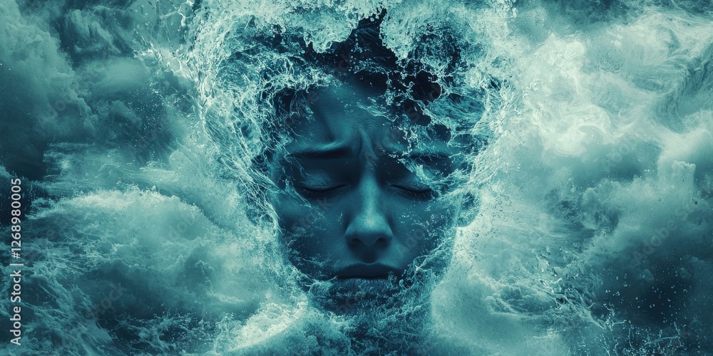 Dissolving work stress into calm waves ocean digital art tranquil mindfulness Dissolving work stress into calm waves ocean digital art tranquil mindfulness