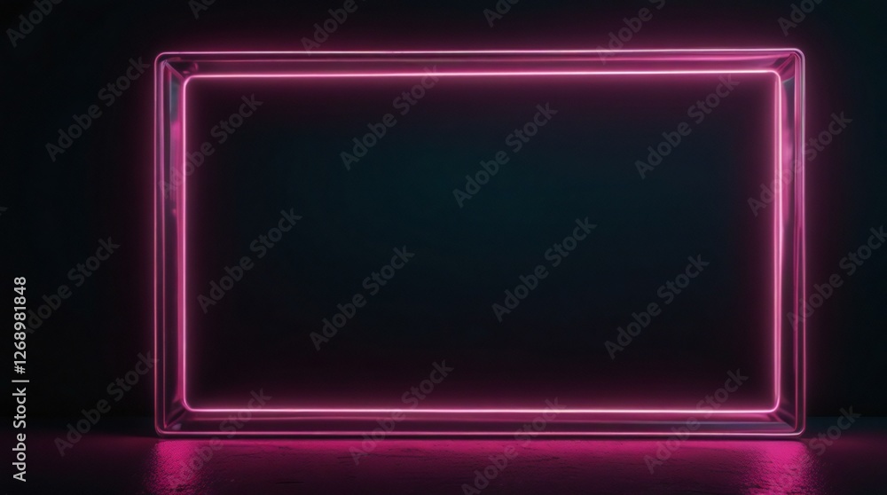 Empty neon rectangle frame with shining effect on dark background with copy space. Black Friday, Cyber Monday. Online shopping, sale and discount concept. 80s, 90s retro style. Synthwave, Retrowave
Empty neon rectangle frame with shining effect on dark background with copy space. Black Friday, Cyber Monday. Online shopping, sale and discount concept. 80s, 90s retro style. Synthwave, Retrowave