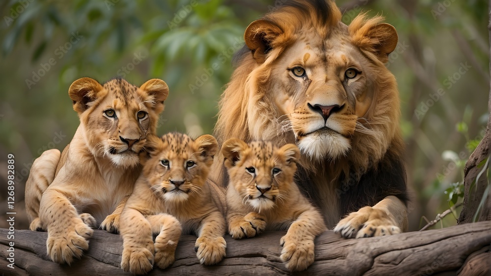 Lion Family in a Natural Habitat Displaying Unity and Strength
Lion Family in a Natural Habitat Displaying Unity and Strength