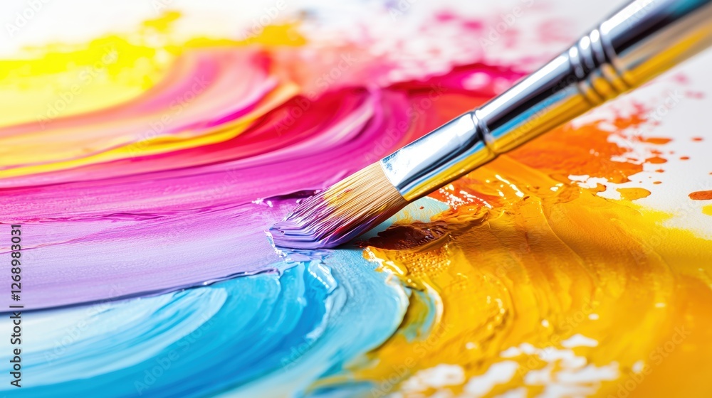Obraz premium Colorful Art Palette with Brush Creating Vibrant Abstract Design