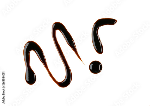 Quadro em tela Line and drop of brown sauce, syrup isolated on white, PNG