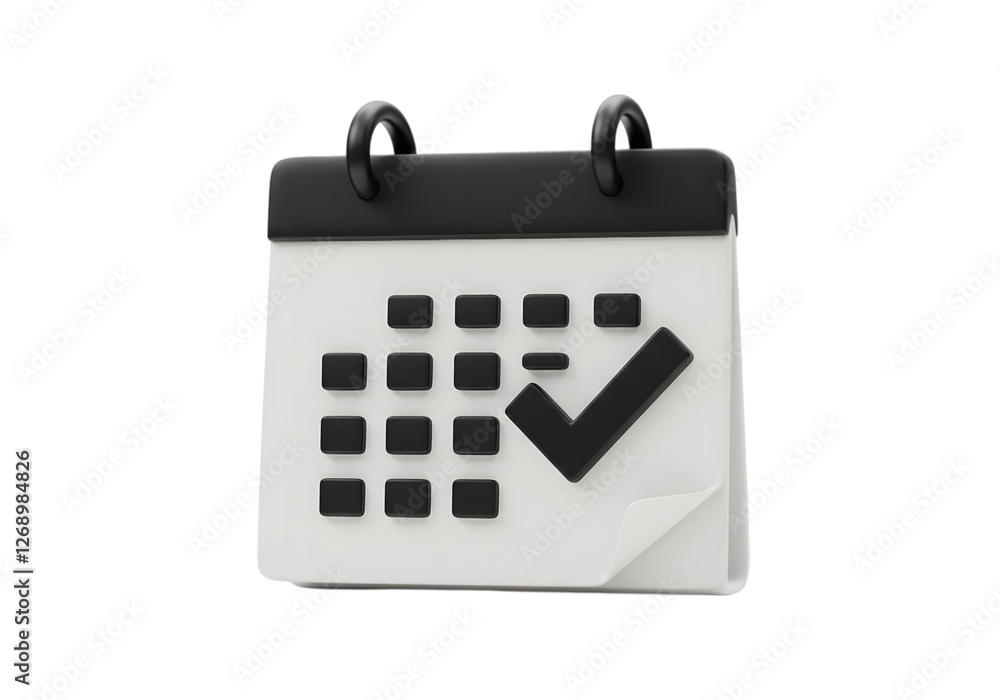 A Stylish 3D Rendered Calendar Icon with Checkmark Reflecting Organization and Planning A Stylish 3D Rendered Calendar Icon with Checkmark Reflecting Organization and Planning