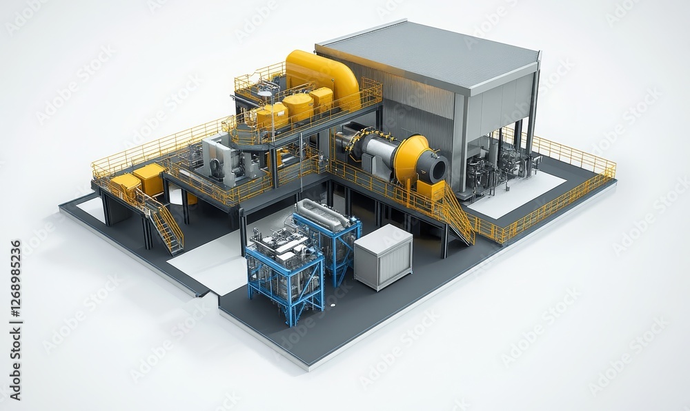 Industrial power plant system rendering building illustration. Industrial power plant system rendering building illustration.