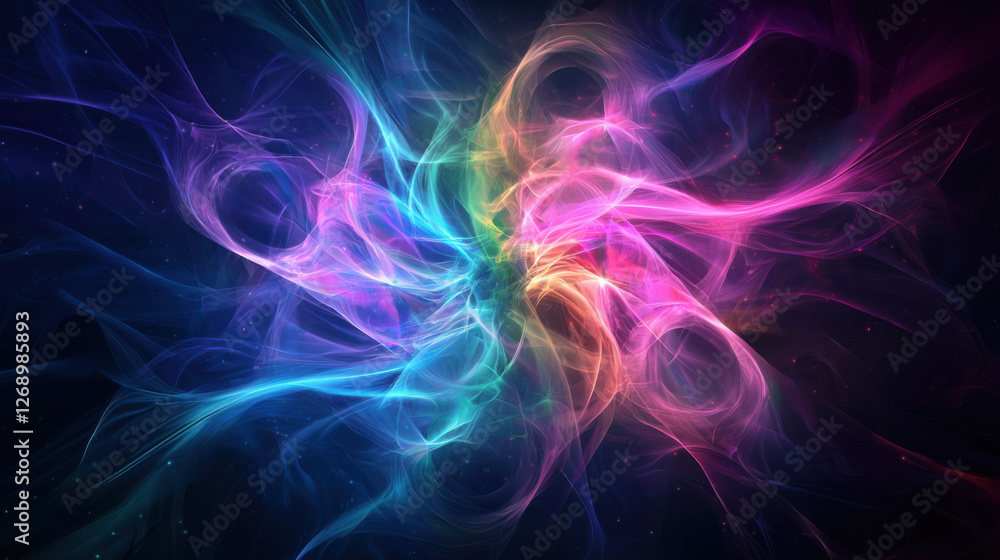 Vibrant, colorful abstract energy swirl with glowing light effects Vibrant, colorful abstract energy swirl with glowing light effects