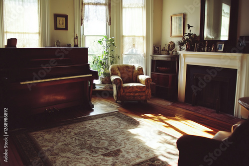 living room with fireplace