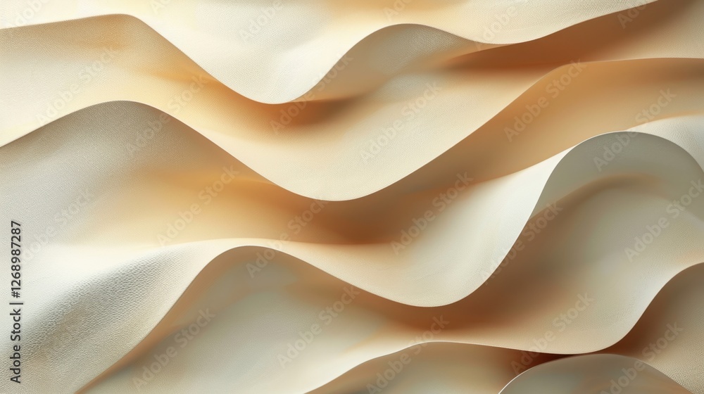 Obraz premium Abstract beige wavy surface with soft shadow patterns and textured layers