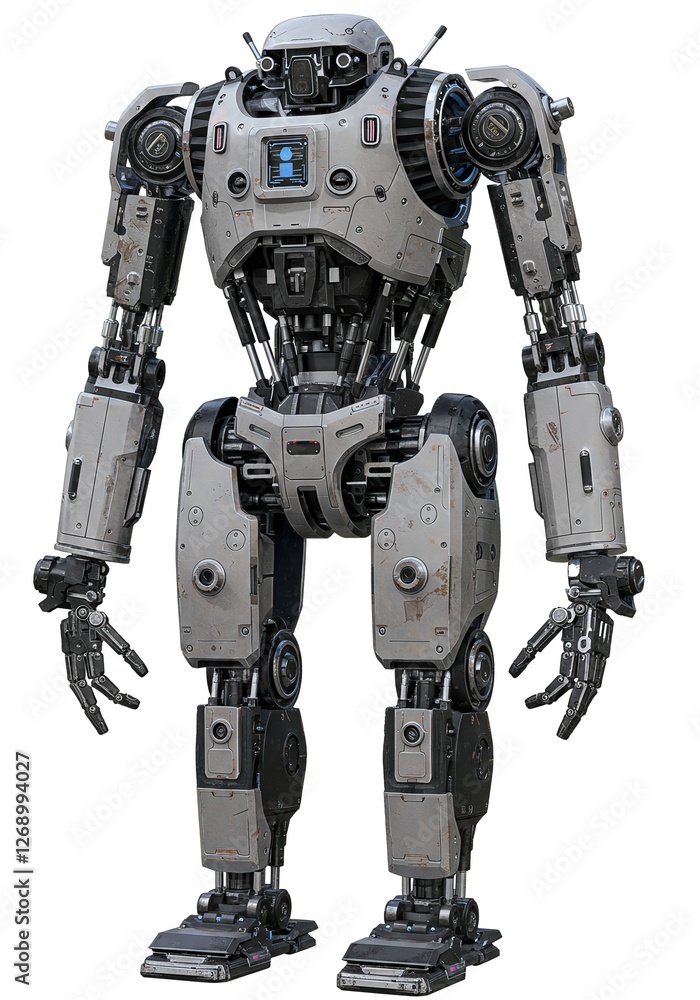 Robot android brutal-looking natural light, clean background. Robot android brutal-looking natural light, clean background.