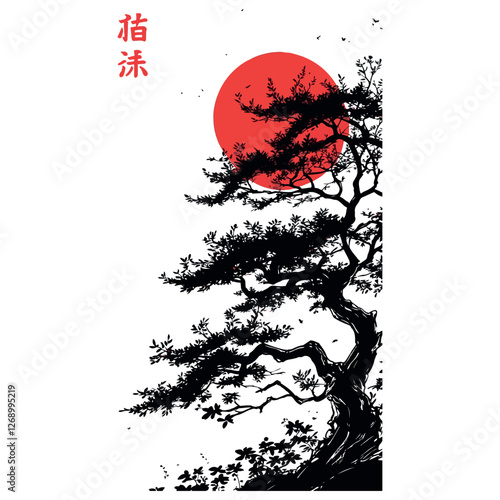 vector illustration of a japanese calligraphy