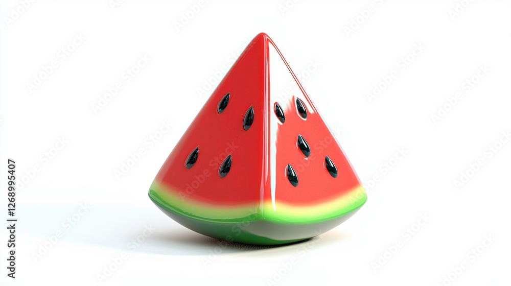Colorful watermelon slice displayed on a clean surface Colorful watermelon slice displayed on a clean surface