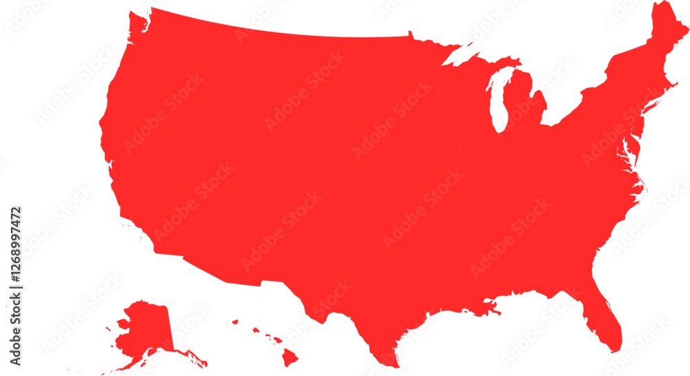Fototapeta premium US Illustrative Red Map