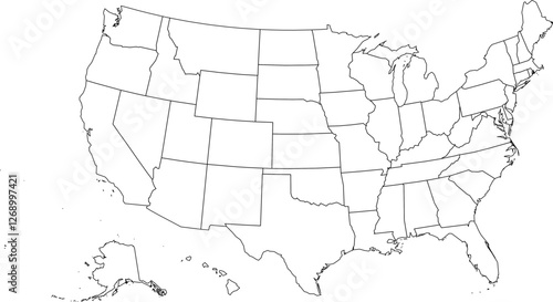 US Illustrative outline Map