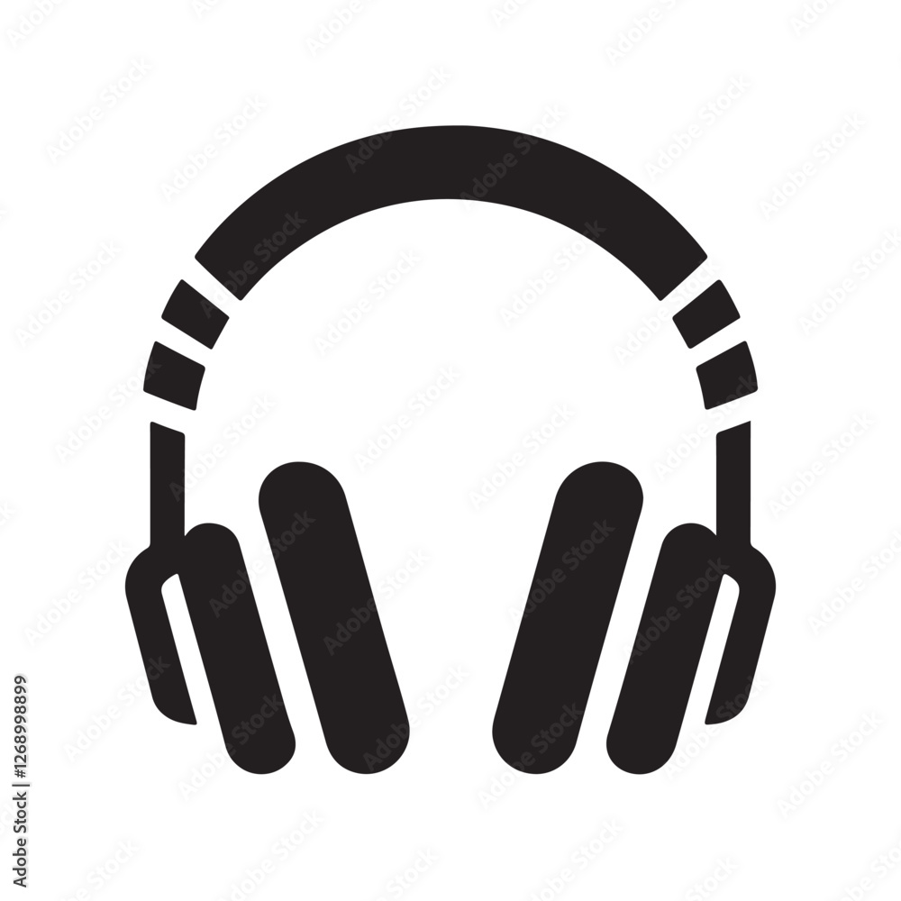 Flat Music Headphone Icon – Isolated Vector Silhouette Illustration Flat Music Headphone Icon – Isolated Vector Silhouette Illustration