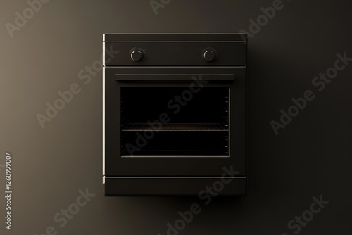 Minimalist dark oven against a uniformly colored dark background photo