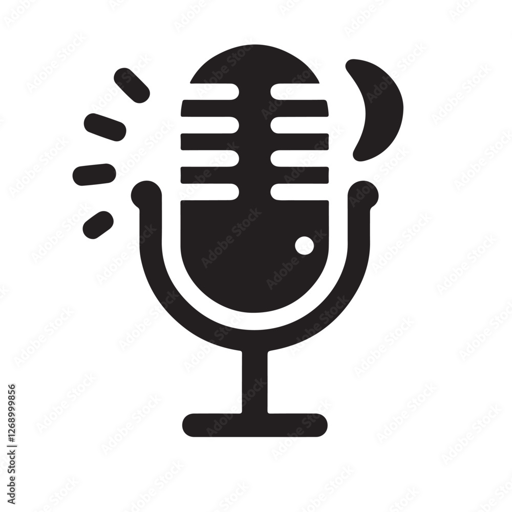 Flat Record Mic Icon – Isolated Vector Silhouette Illustration Flat Record Mic Icon – Isolated Vector Silhouette Illustration