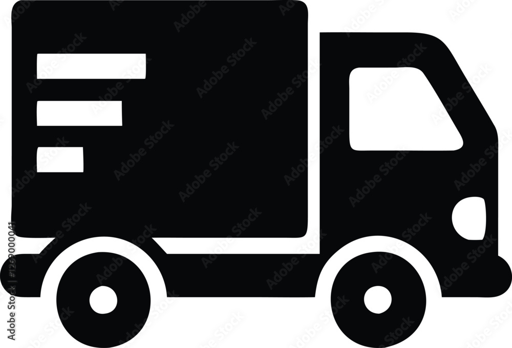 Fast moving shipping delivery truck line art vector icon Fast moving shipping delivery truck line art vector icon
