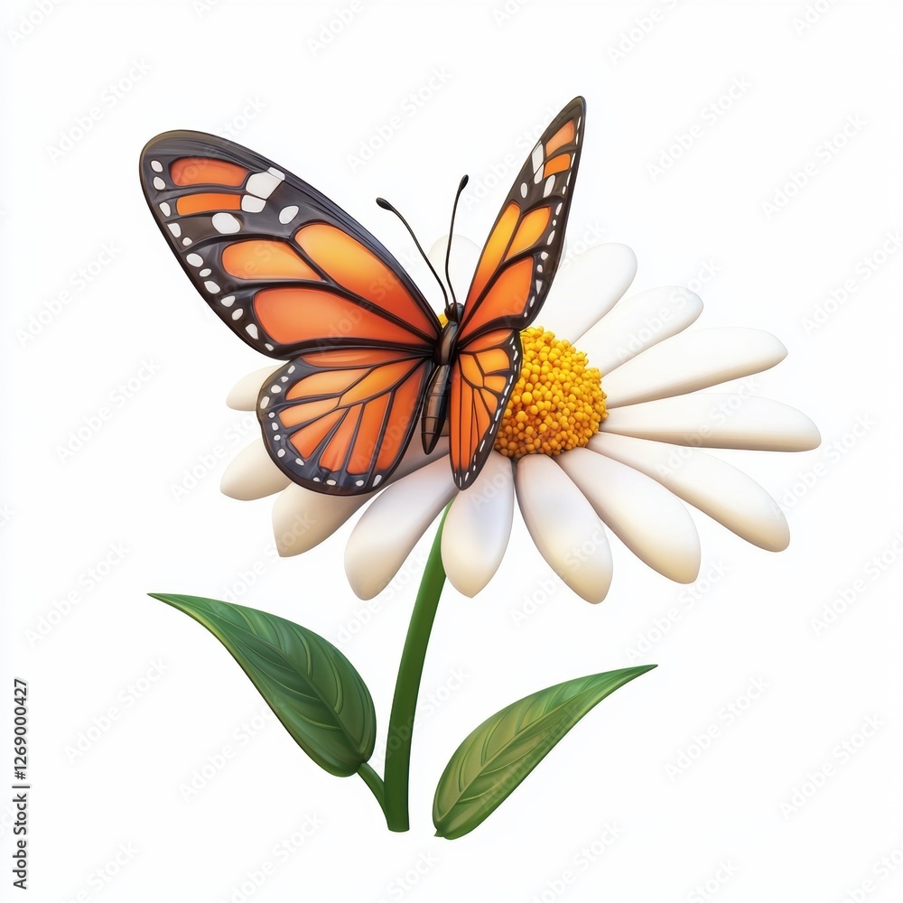 Butterfly resting on a fresh spring flower, isolated on white Butterfly resting on a fresh spring flower, isolated on white