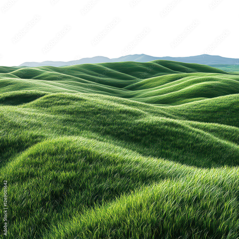 green grassland landscape isolated on transparent background green grassland landscape isolated on transparent background
