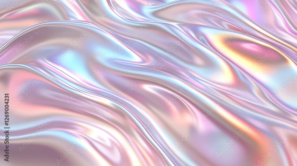 Silver holographic foil. Abstract chrome waves background. Hologram texture. Premium quality. Modern design. Silver holographic foil. Abstract chrome waves background. Hologram texture. Premium quality. Modern design.