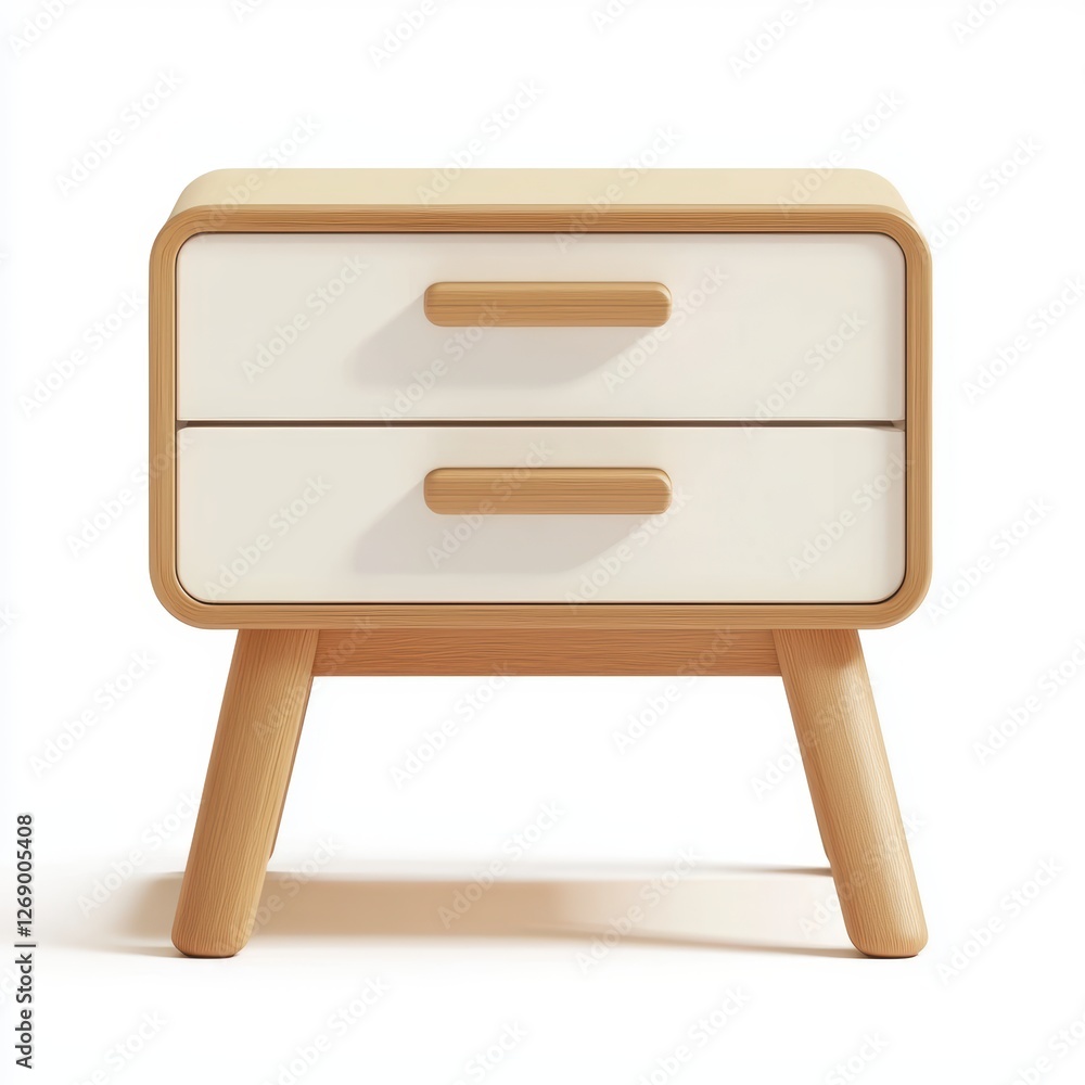 Minimalist Scandinavian nightstand isolated on white Minimalist Scandinavian nightstand isolated on white