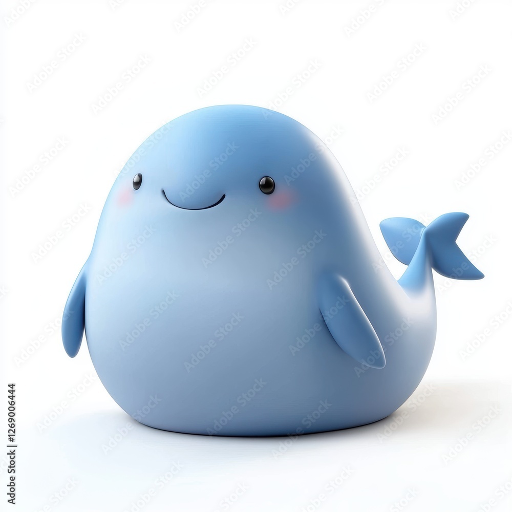 Plump blue dolphin with a friendly smile, isolated on white Plump blue dolphin with a friendly smile, isolated on white