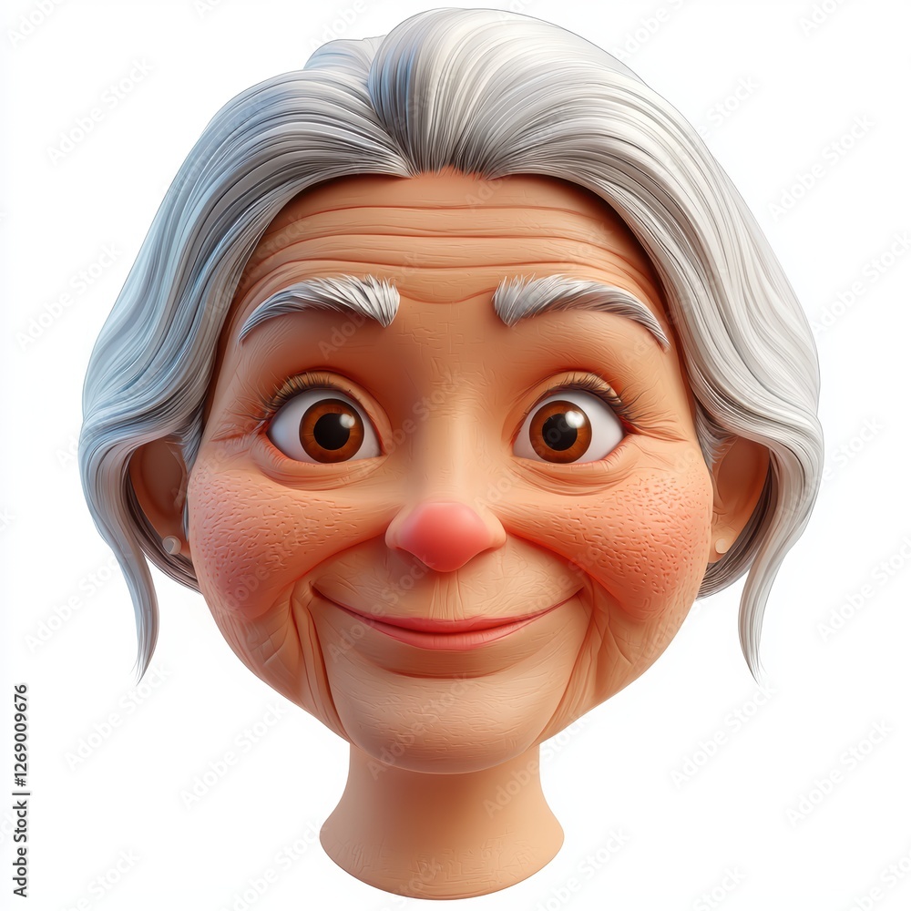 Wise elderly woman with silver hair and kind eyes isolated on white Wise elderly woman with silver hair and kind eyes isolated on white