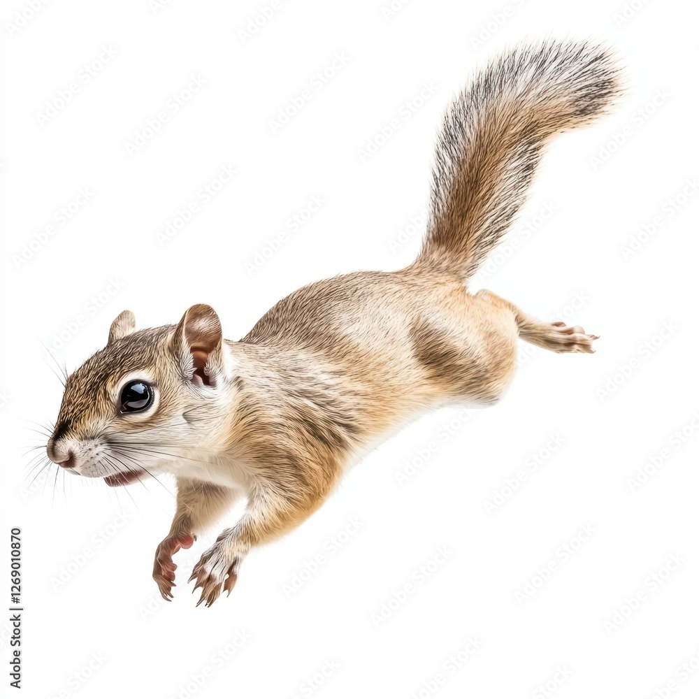 Obraz premium Flying squirrel gliding isolated on white