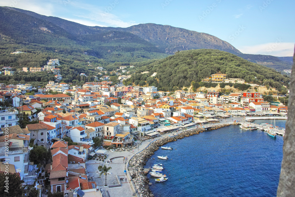 Summer view of Town of Parga, Epirus, Greece Summer view of Town of Parga, Epirus, Greece