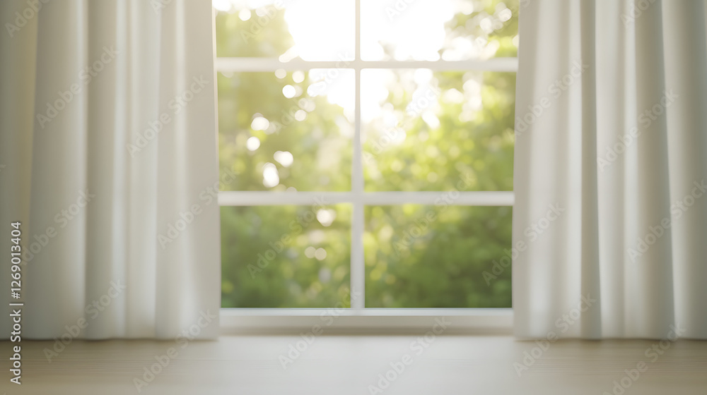 Curtains Open to a Beautiful Scenic View, Warm and Cozy Atmosphere
Curtains Open to a Beautiful Scenic View, Warm and Cozy Atmosphere