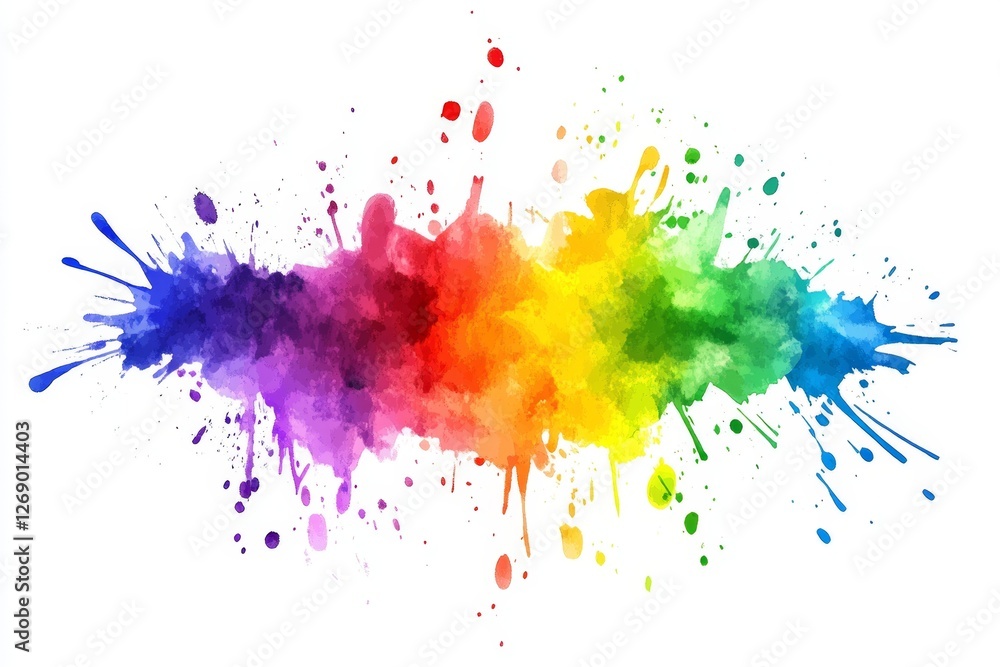 Rainbow watercolor splash explosion on white background Rainbow watercolor splash explosion on white background