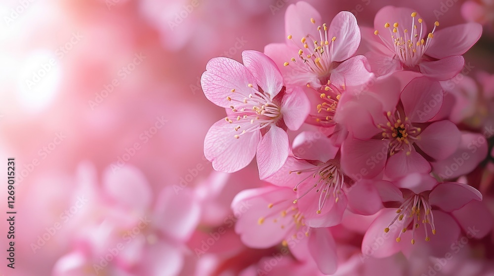Obraz premium Delicate Pink Cherry Blossoms in Soft Sunlight
