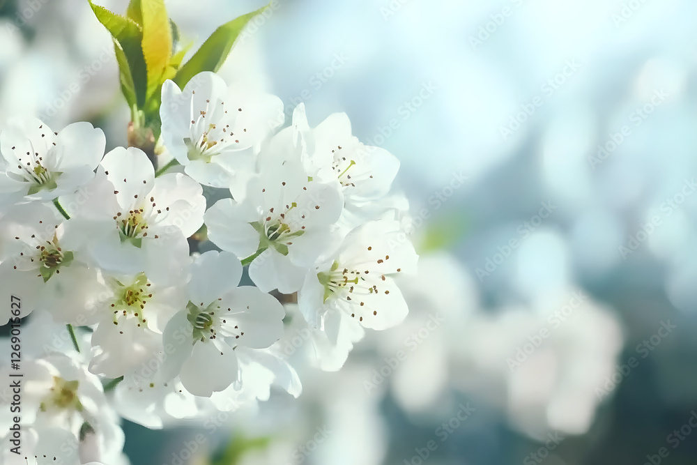 Obraz premium Sakura Cherry blossom with pink and white blurry background. Japanese spring background