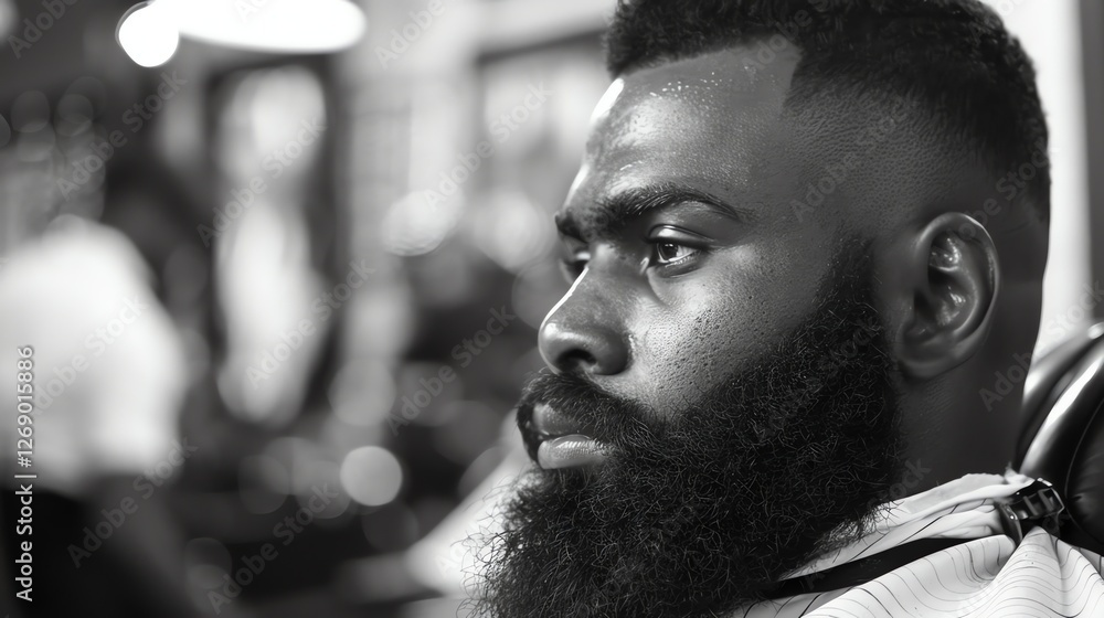 A black and white portrait of a man with a beard looking away from the camera. He has a serious expression on his face. A black and white portrait of a man with a beard looking away from the camera. He has a serious expression on his face.