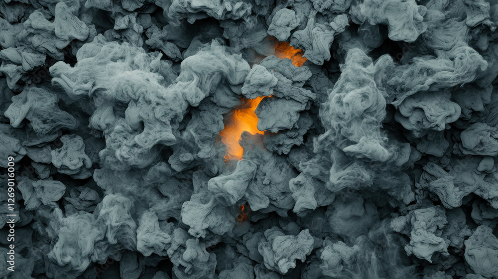 Volcanic smoke with glowing embers visible. Volcanic smoke with glowing embers visible.