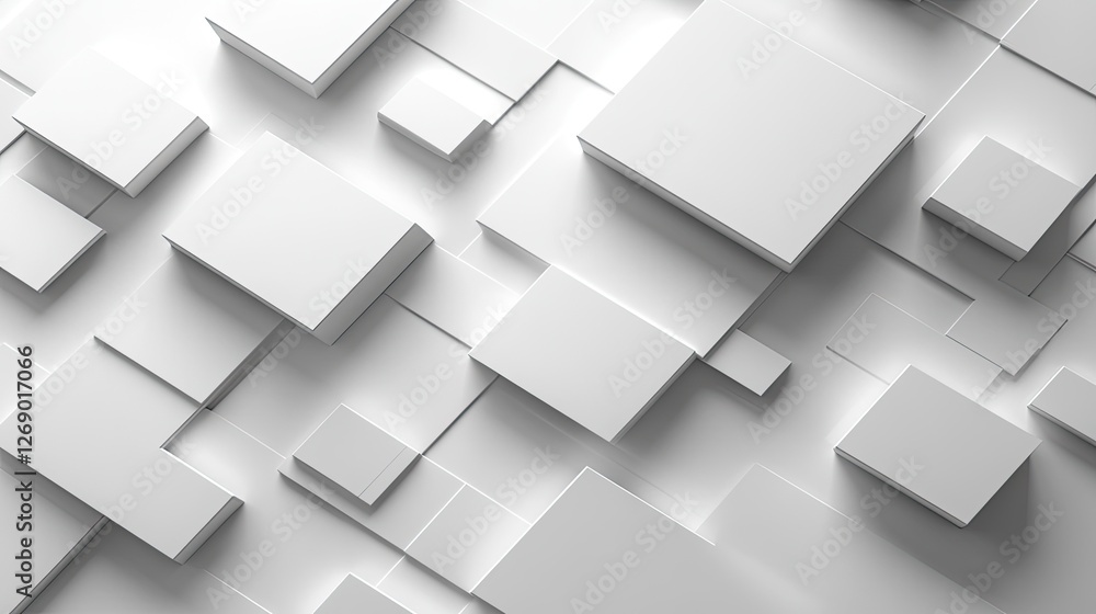 Abstract composition of overlapping white geometric shapes creating a modern and clean aesthetic Abstract composition of overlapping white geometric shapes creating a modern and clean aesthetic