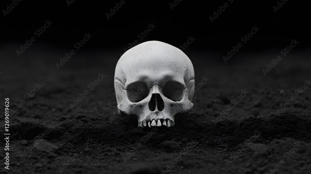 Skull on a Black Background, Mysterious and Bold
Skull on a Black Background, Mysterious and Bold