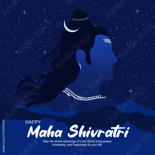 Happy Maha Shivratri festival illustration Dark style template.