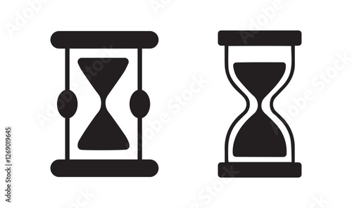 Hourglass icons set. Sand watch, sandglass timer, sandglass, sand glyph icons collection.