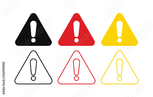 set of Warning, precaution, attention, alert icon, set exclamation mark in triangle shape .