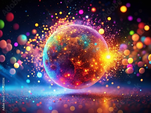 Magical Glow Particle Swirl with Bokeh Effect - Colorful Abstract Background