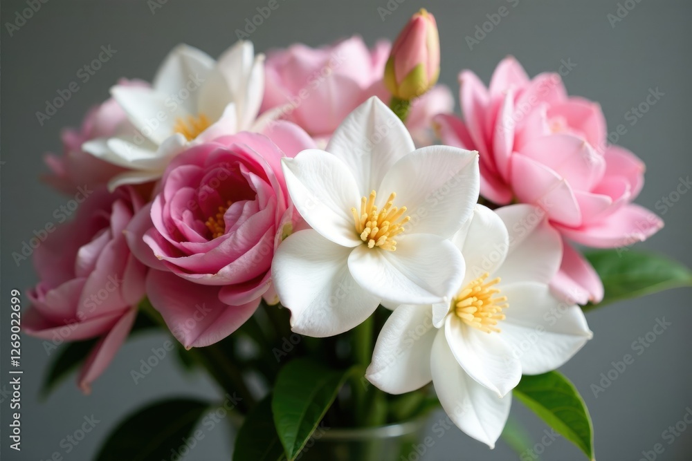 Pinkish-white gardenia gerdenia flowers in a delicate floral arrangement, flowers, centerpiece Pinkish-white gardenia gerdenia flowers in a delicate floral arrangement, flowers, centerpiece