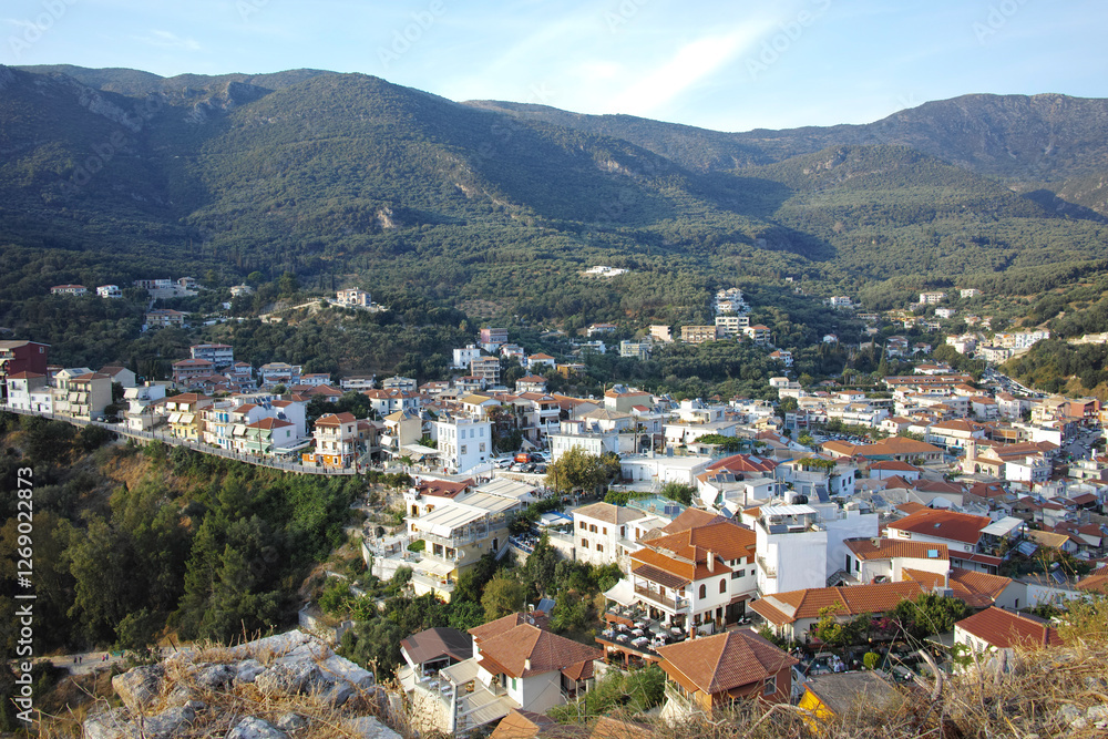 Summer view of Town of Parga, Epirus, Greece Summer view of Town of Parga, Epirus, Greece