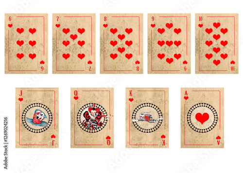 Alice in Wonderland  vintage style original hand drawn  playing cards deck
