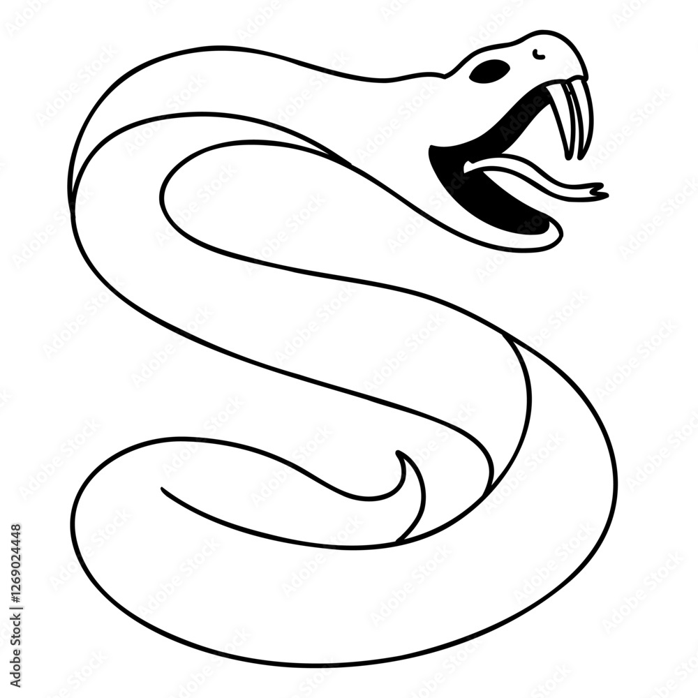 Fototapeta premium Snake animal in cartoon doodle style. Vector illustration isolated on white background.